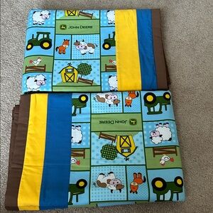 John Deere Tractor Quilt with Yellow and Blue Accents